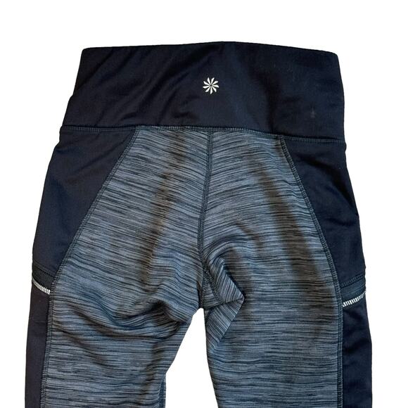 Athleta Womens Powerlift Tight Fleece Lined Leggings Size XS Black Gray Pockets - Picture 4 of 7